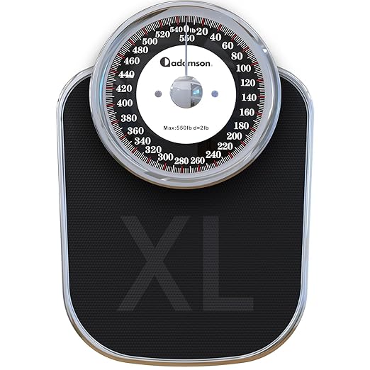 Adamson A28 Bathroom Scales - Up to 550lb, Heavy Weight, Anti-Skid Rubber Surface, Extra Large Numbers - High Precision Weighing Scales for Body Weight