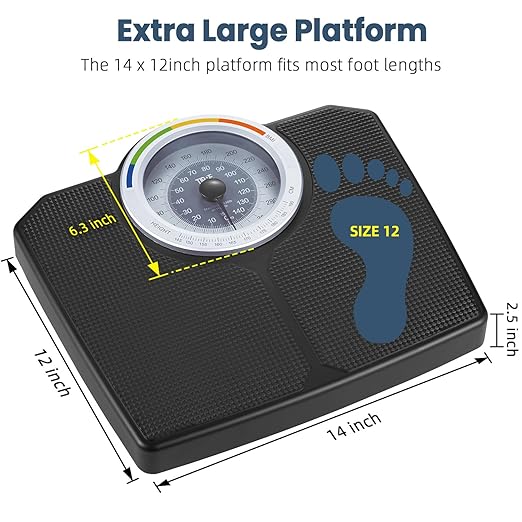 Analog Scale for Body Weight, Mechanical Bathroom Scale, Non Digital Scale for Body Weight, 150kg/330lb, Large Dial Scale with Large Anti-Slip Platform, Simple Dial Calibration