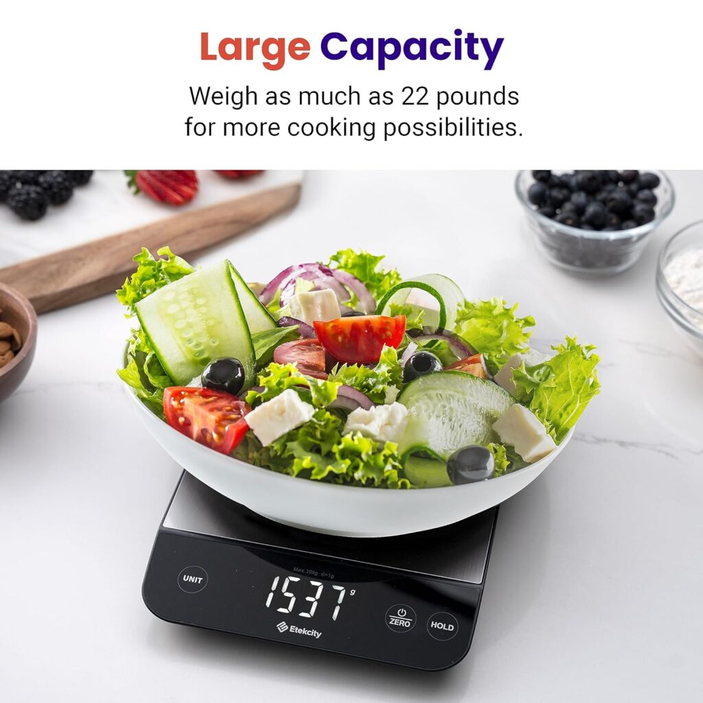 
Etekcity Food Kitchen Scale 22lb, Digital Weight Grams and Oz for Weight Loss, Baking and Cooking, 0.05oz/1g Precise Graduation,5 Weight Units